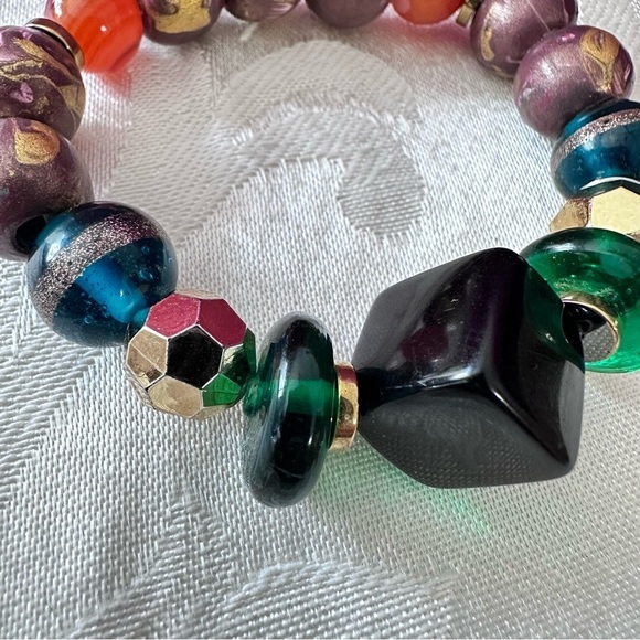 Collage bracelet handmade Colorful Hand Painted Beads glass charms 6.5-7.5 - Picture 3 of 8